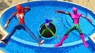 GTA 5 Rainbow Spiderman Jumping Into Water Pool (Funny moments, Fails & Euphoria Physics)