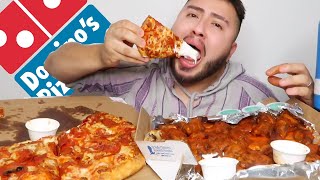 DOMINOS Pizza + Hot Wings MUKBANG