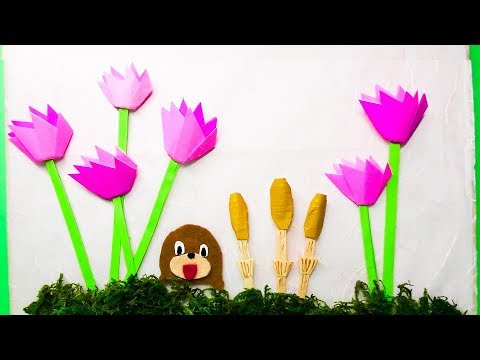 折り紙春が来た 簡単れんげの花とツクシ作り方 音声で解説 Youtube