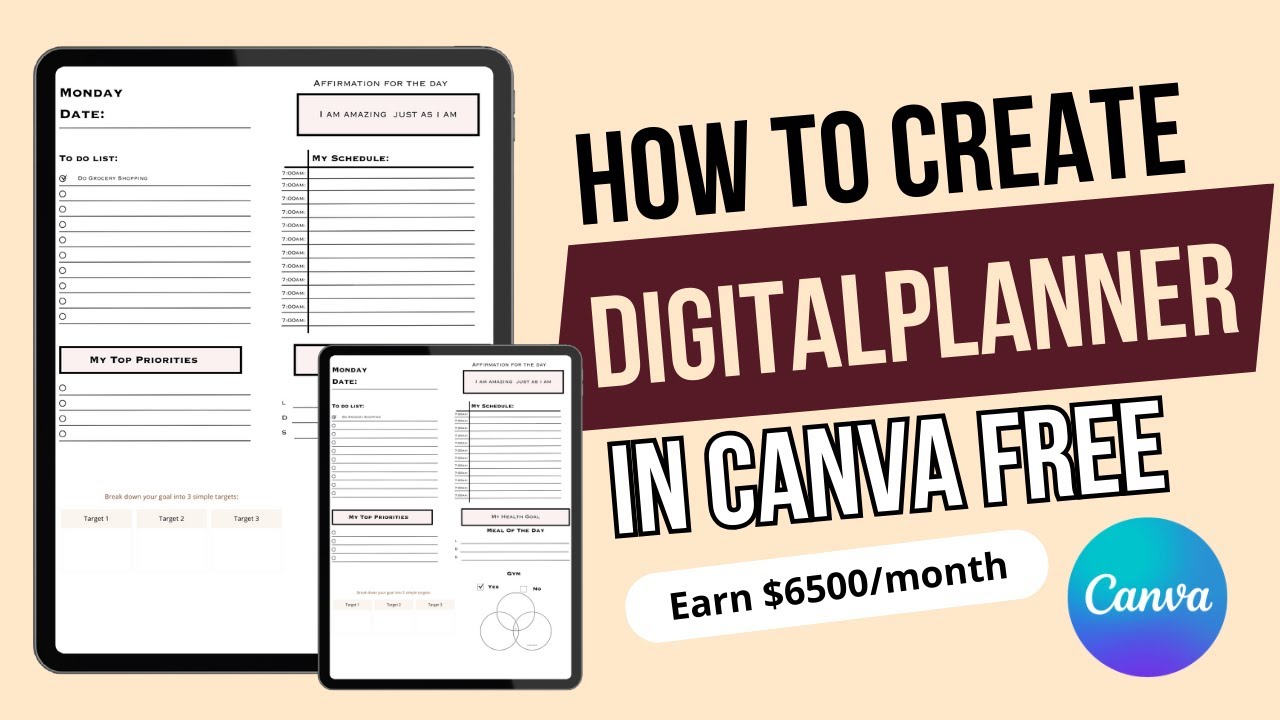 How to create a DIGITAL PLANNER to sell on ETSY | Canva Tutorial- Side ...
