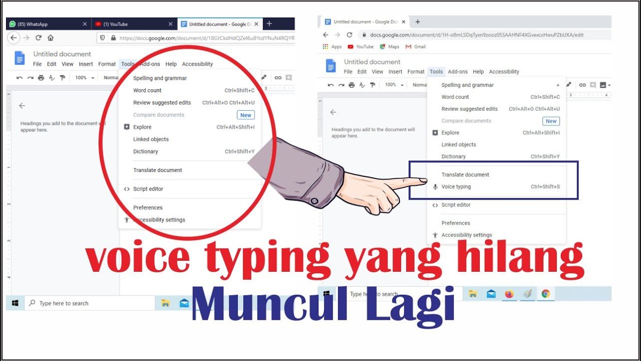 CARA MENAMPILKAN VOICE TYPING PADA GOOGLE DOCS - YouTube