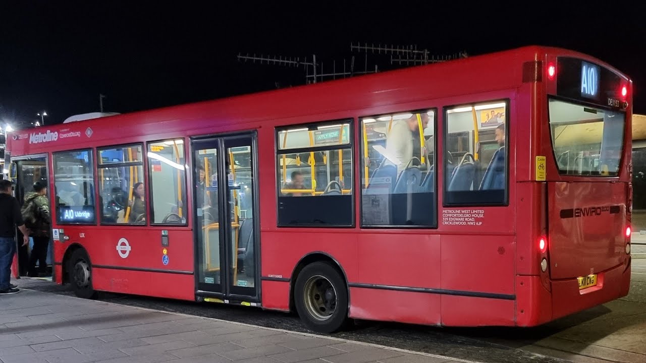 (Kickdown+Thrash) London Bus Route A10 To Heathrow Central On DE1153 LK11 CWG Enviro 200 Dart