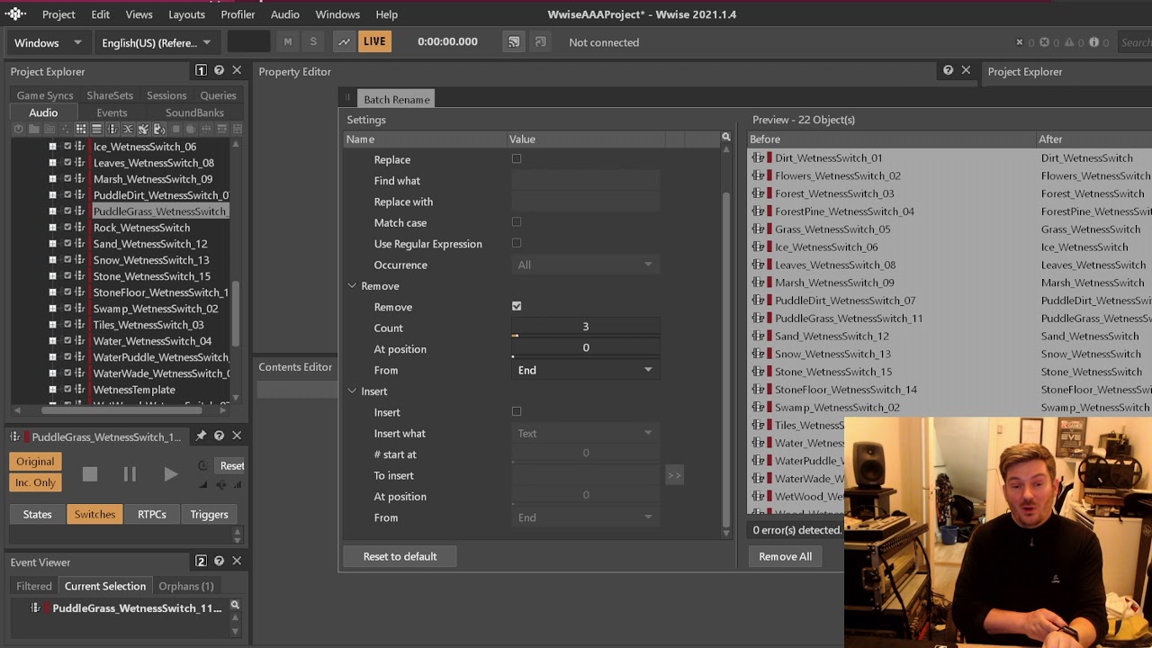 Setting up a AAA Wwise project - Part 5: Complex footstep switching with simple RTPCs.