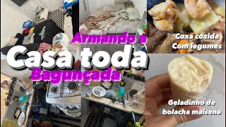 Arumando a casa bagunçada/ GELADINHO de bolacha maisena/coxa cozida com legumes/@vitoriasamila