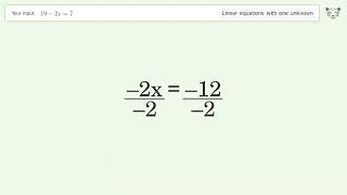 Linear equation with one unknown: Solve 19-2x=7 step-by-step solution
