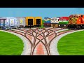 Eight Trains Crossing By Amazing Railroad Tracks Crossing. || train simulator || steam train cartoon