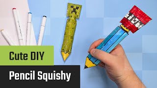 Minecraft Pencil Squishy ✏️ | DIY Soft Pen with Hidden Ink Refill Inside 🧨 Creeper & TNT Style! screenshot 4