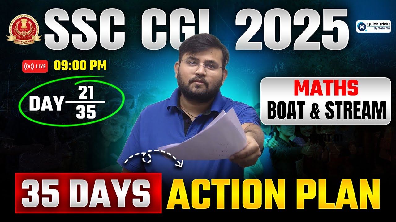 SSC CGL 2025🎯 | Maths Boat and Stream Questions | DAY - 21 | CGL Maths ...