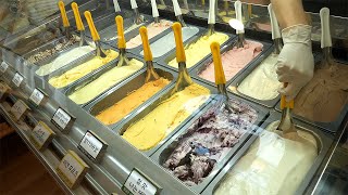 handmade fresh fruit gelato ice cream (tomato, strawberry, orange) / korean street food