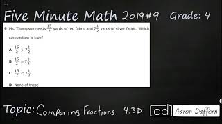 4th Grade STAAR Practice Comparing Fractions (4.3D - #7)