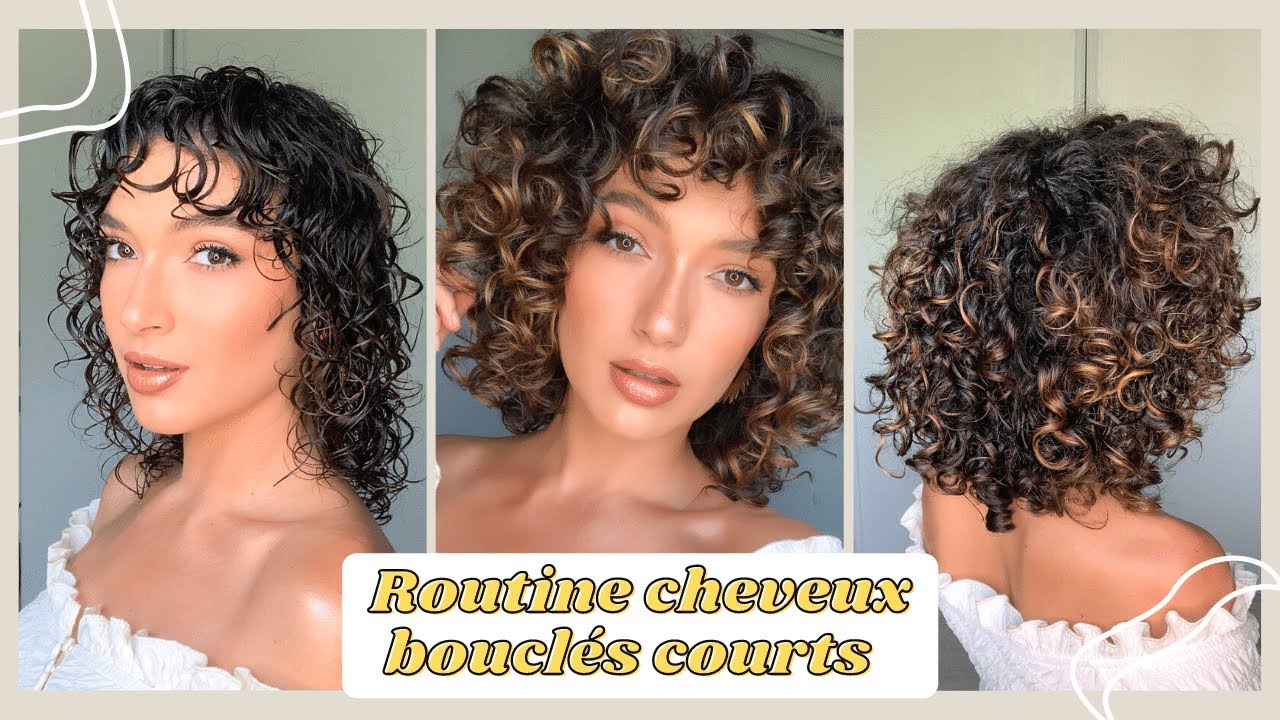 NOUVELLE ROUTINE CHEVEUX BOUCLÉS | Cheveux bouclés courts avec frange | New short curly hair routine