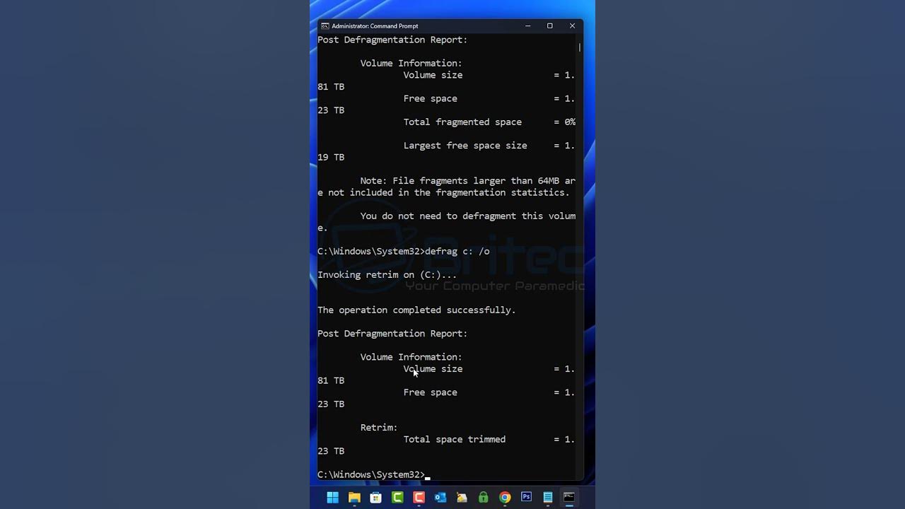 Optimize ssd and defrag hard drives from command prompt youtube