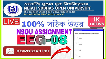 EEG-8  | EEG-8  PDF DOWNLOAD |UG&BDP Assignment 2023 | EEG-8 NSOU ASSIGNMENT 2023 |