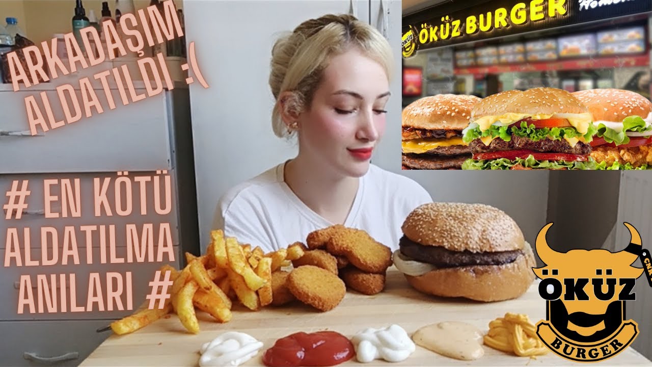 ARKADAŞIM ALDATILDI :( ÖKÜZ BURGER MUKBANG | ASMR & MUKBANG