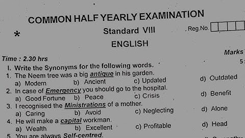 8th std english half yearly exam question paper | Model question paper 2025