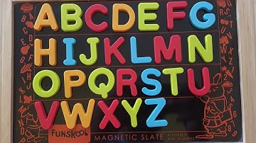 ABCD and numbers learning with the help of funskool 2 in 1 magnetic slate
