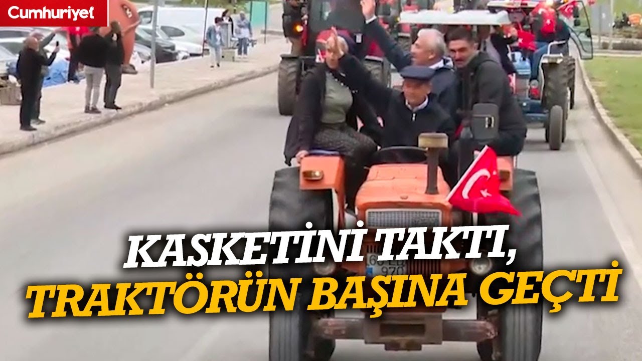 CHP lideri Özgür Özel Yozgat'ta miting alanına traktör ile geldi