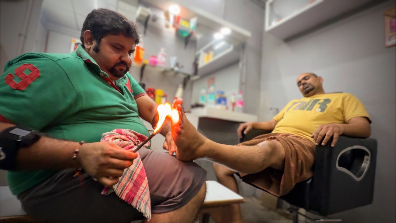 Shamboo Barber’s Most Satisfying FIRE 🔥 Foot Massage Ever! | Watch Till the End 😌| Indian ASMR