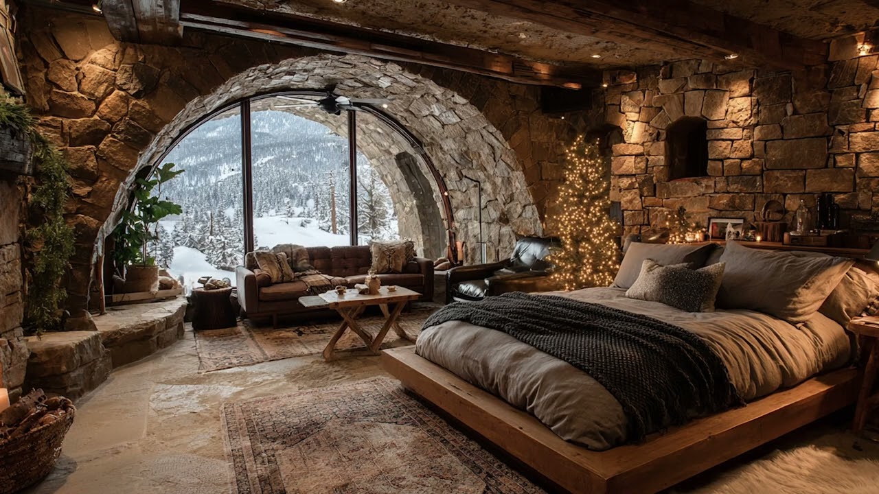 Warm  Fireplace 🔥 Soothing Instrumental  Music 🎄 Relaxing Holiday Ambience 2025