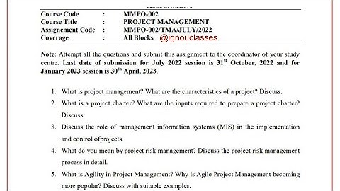 IGNOU MMPO - 002 Solved Assignment Jan 2023 PDF | MBA | Project Management