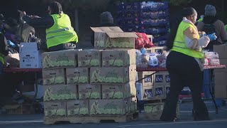 More than 2000 show up at New Birth Baptist Church for food giveaway as SNAP freeze begins