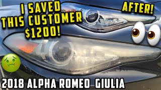 From dirty to crystal clean 💎✨ $1200 Savings! | 2018 Alpha Romeo Giulia Headlight Restoration