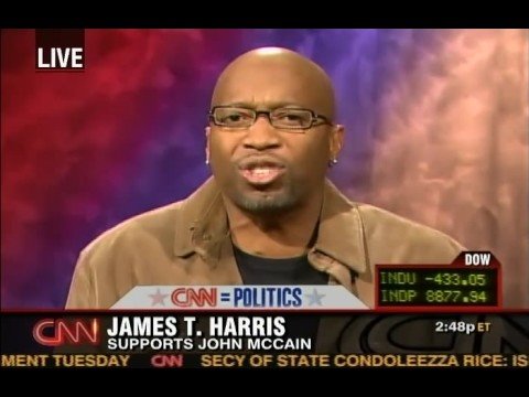 McCain Supporter James T. Harris Throws a Fit and Leaves CNN Interview