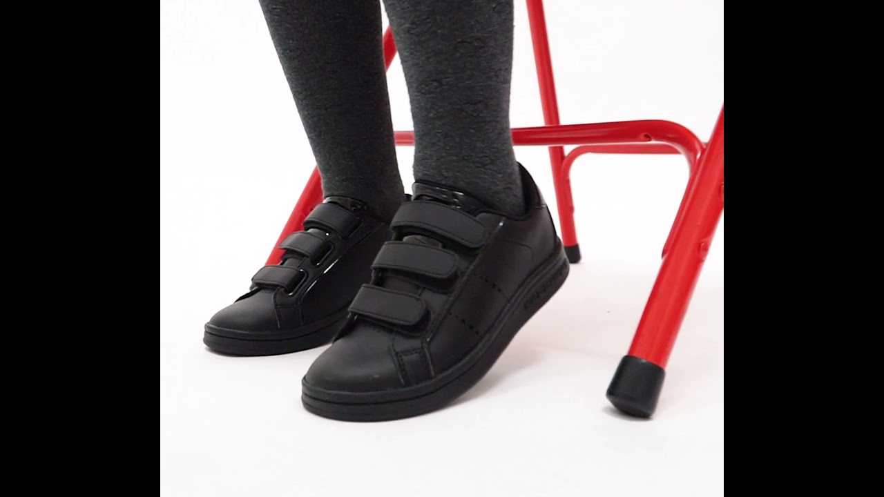 Skechers OMNE SCHOLASTIC STYLE Girls Touch Fasten School Trainers Black | Shuperb™