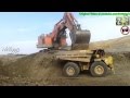 Hitachi EX5500 Excavator Loading CAT 789 Dump Truck Open Pit Mining