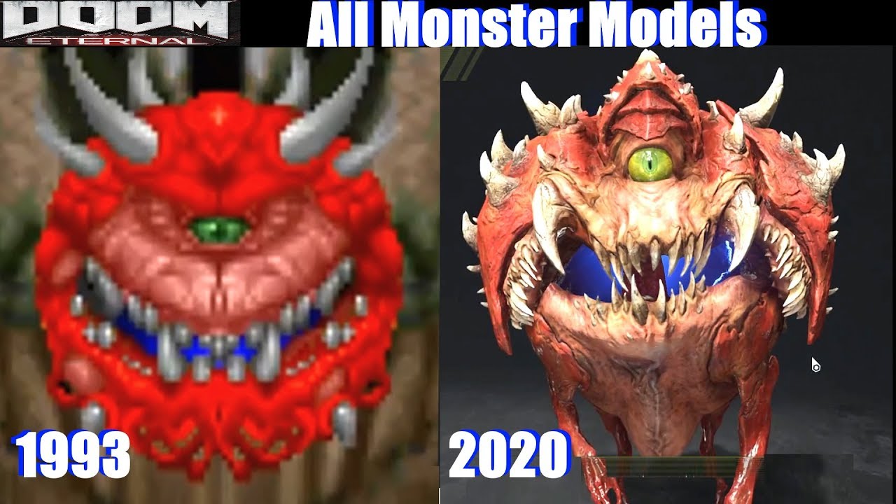 Doom vs Doom Eternal   All Monsters Model Comparison 1993 vs 2020