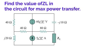 Value of ZL for max Power transfer