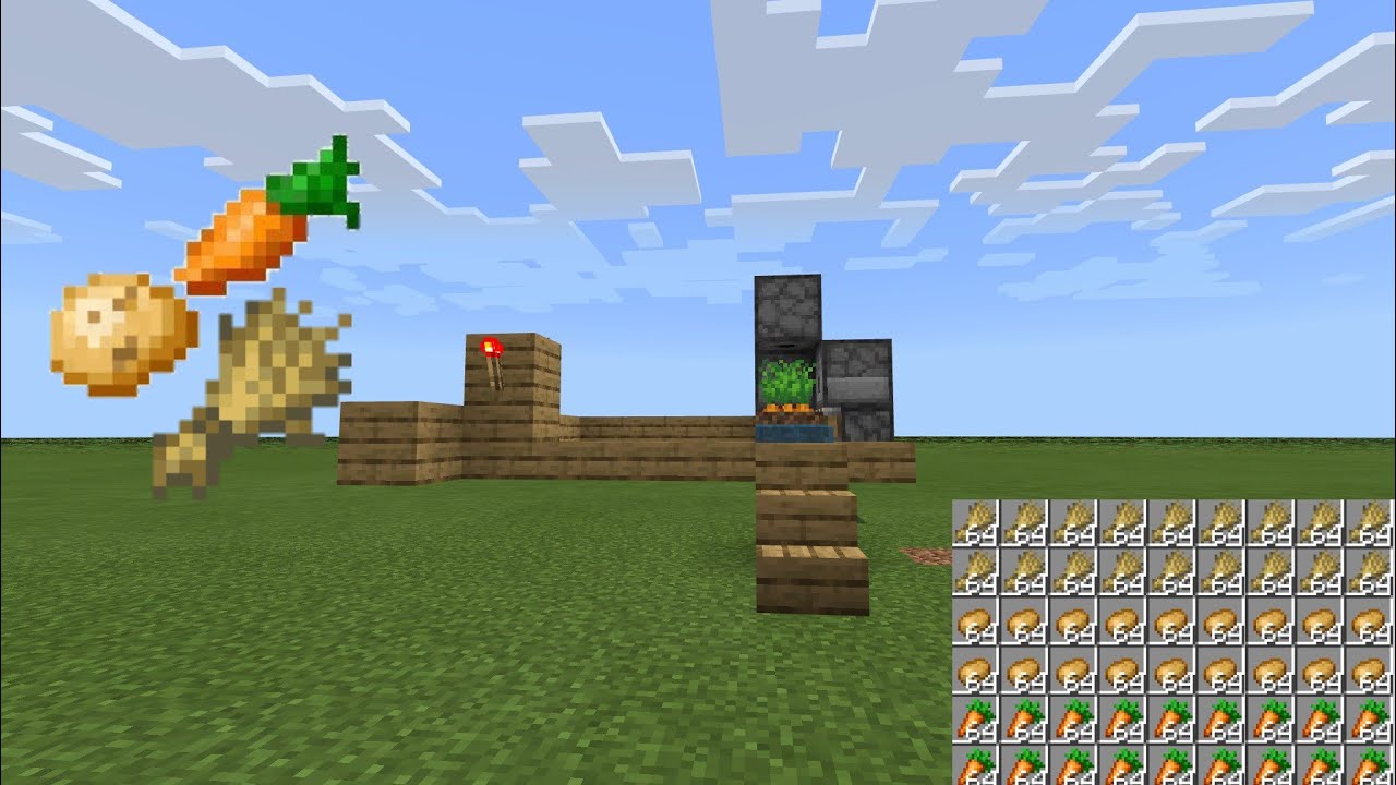 FARM DE CENOURA E BATATA no minecraft bedrock 1.16 (MCPE/XBOX/PS4 ...
