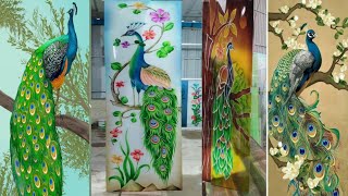 How to glass design peacock beautiful glass  painting मोर 🦚🦚🦚