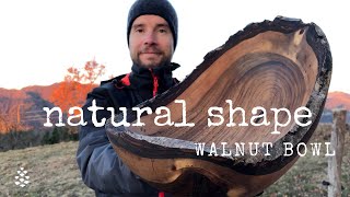 Power Carving Natural Shape Walnut Bowl