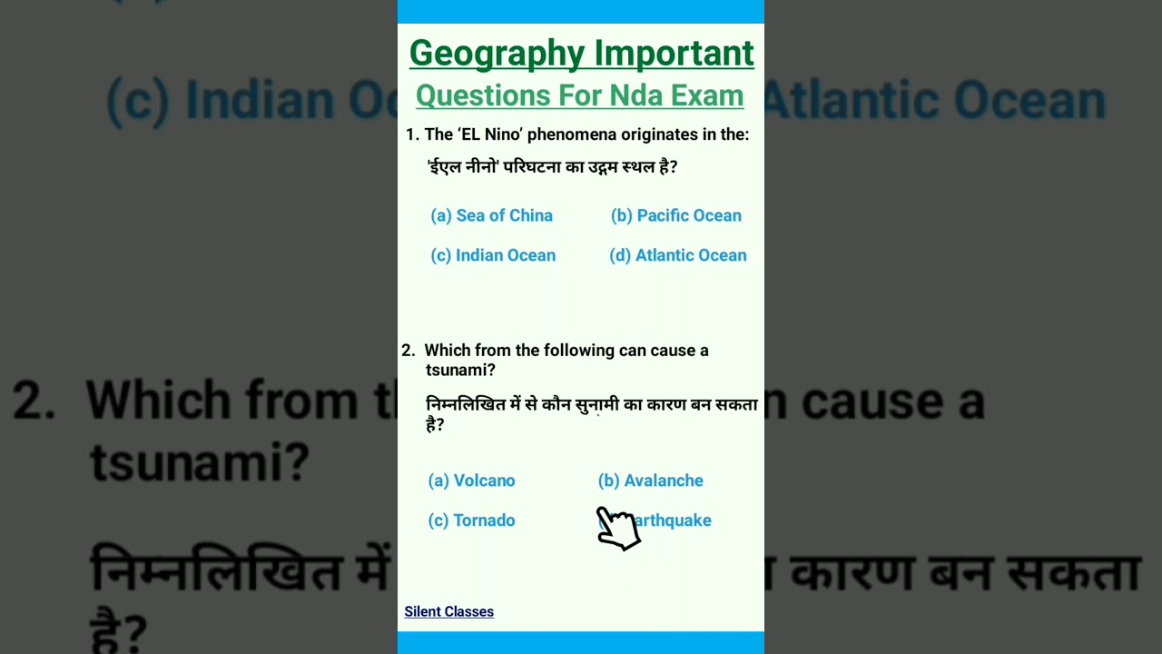 Geography important questions for nda exam | Nda preparation videos | 