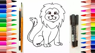Drawing A Cute Baby Lion 🦁🦁🦁 | Drawing And Colouring For Kids