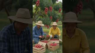 🚜 “Farmers Harvesting Fresh Lychees in a Massive Orchard!”