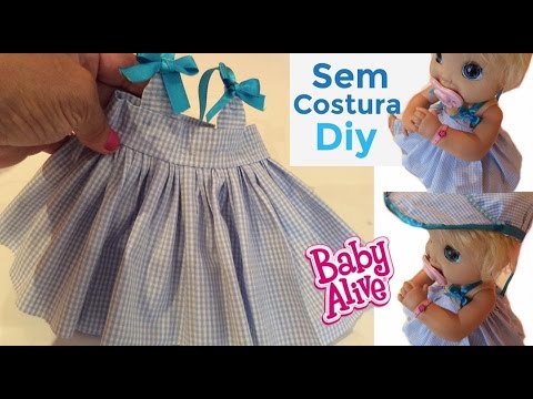 Como fazer VESTIDO FRENTE ÚNICA para BABY ALIVE [Diy] FAÇA VOCÊ MESMO 