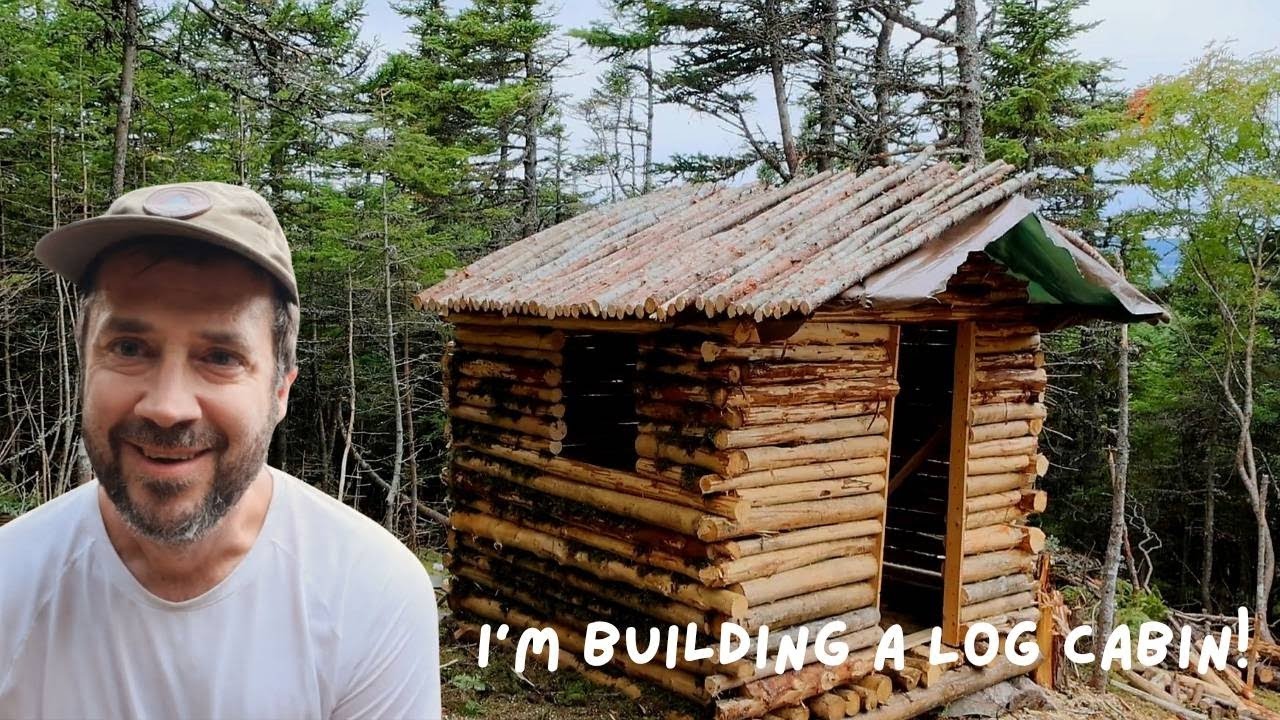 Building A Log Cabin With A Fireplace Alone in the Forest - YouTube