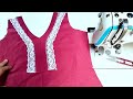 🪡Easy Way to Beautiful lace Neck Design Cutting and Sewing 🧵 #sewing #idea #sew