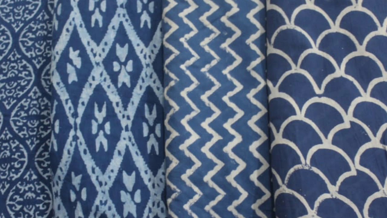 Indigo print fabric dabu print design