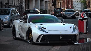 Ferrari Novitec Rosso N-Largo 812 SuperFast in London. Start up and loud acceleration sound!!!