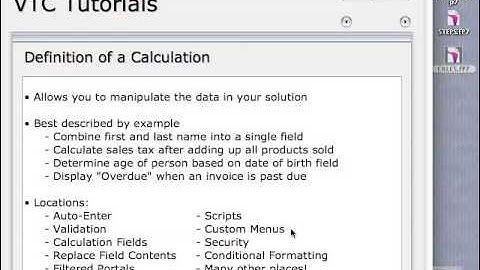 FileMaker Tutorial - 122 - Definition of a Calculation