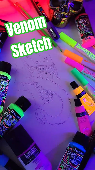 Venom sketch😈Glow Battle Reveal Day: JULY! #art #venom #spiderman #artwork #Glow #arte #marvel