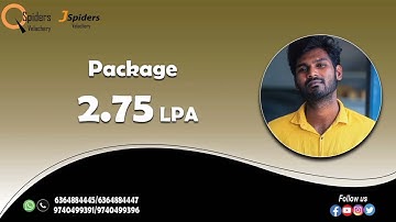 JSPIDERS VELACHERY | CONGRATULATION: NANDHA KUMAR S For Getting Placed as  DEVELOPER.