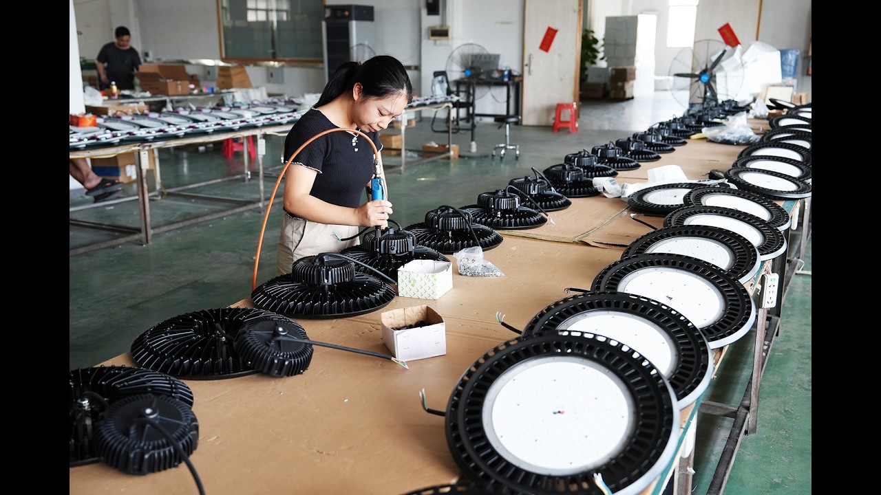 Процесс производства UFO LED Highbay светильника на китайской фабрике |Philips LED, MeanWell драйвер