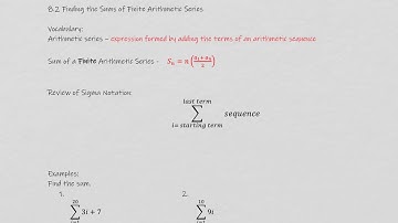 8.2 video #3: Finding Sums of Finite Arithmetic Series