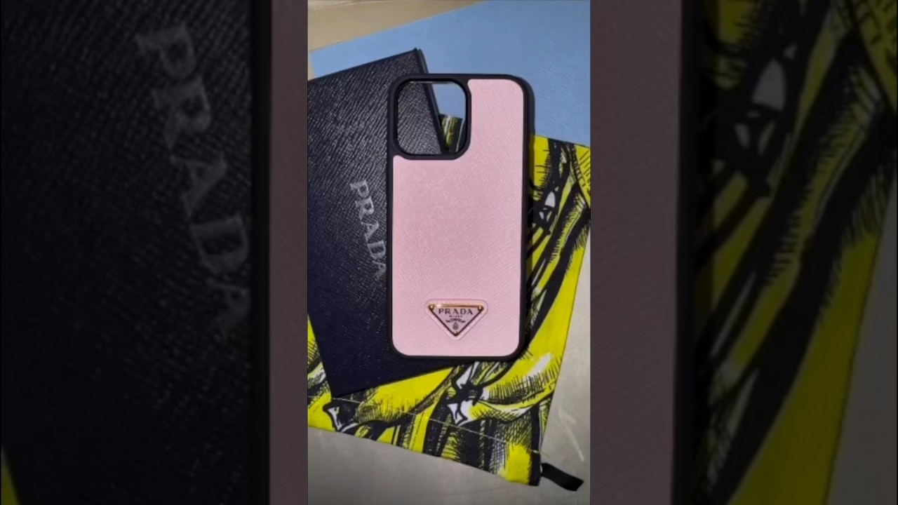 Prada saffiano case for iPhone 15 Pro Max in Alabaster Pink 