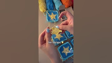 Thumbnail of her therapy is crocheting granny squares while listening to lo fi #crochet #grannysquare