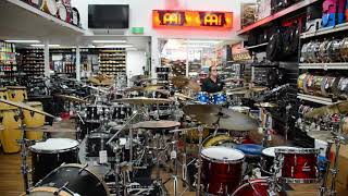 Testing out different drum kits!! The drummers dream!